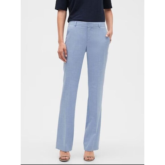 NEW Banana Republic Womens 14 Logan Mid Rise Straight Fit Trousers Blue Pants - Picture 1 of 11